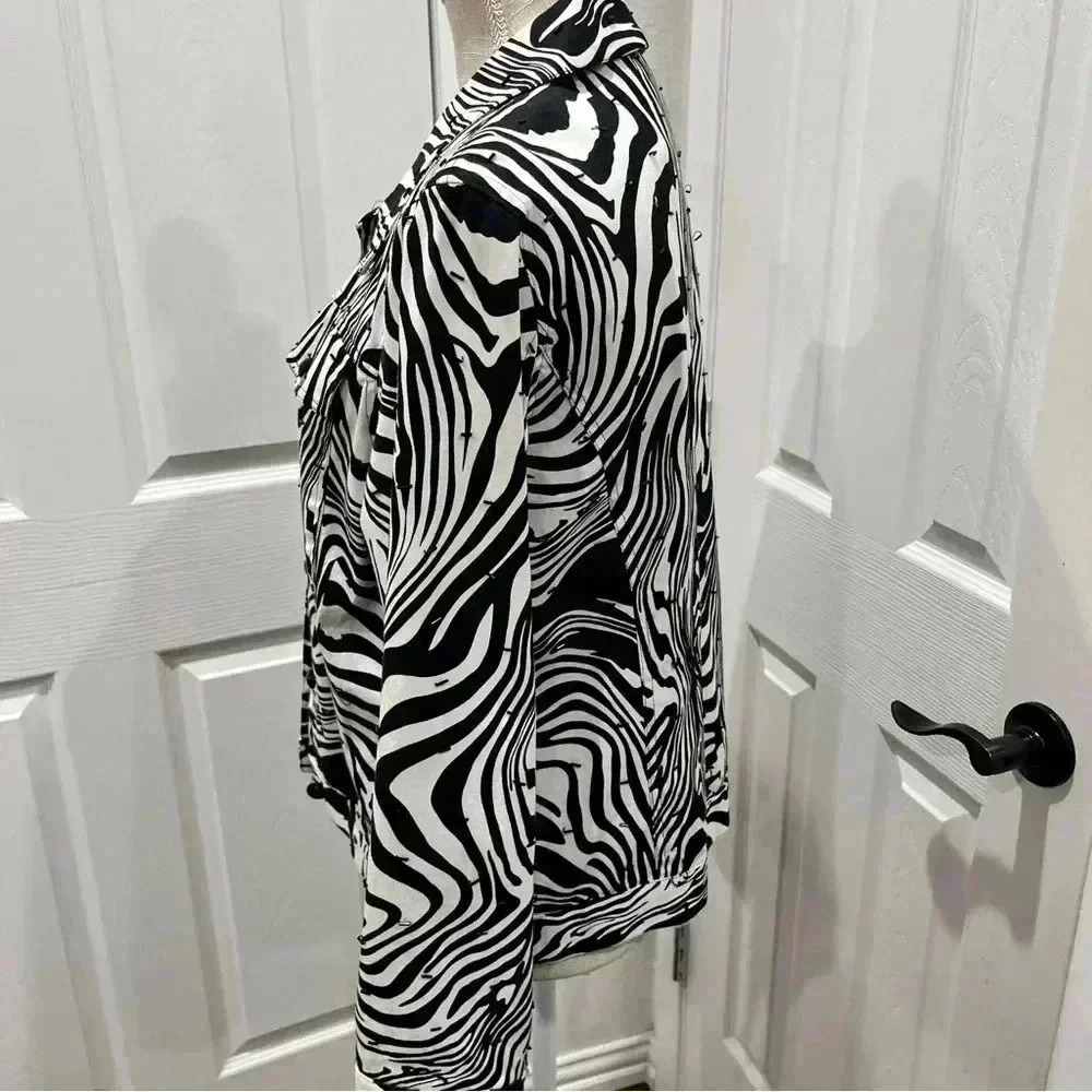 Redd Zebra Print Embellished Button Front Stateme… - image 5